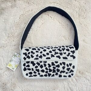 NWT American & Beyond Beaded Black and White Polka Dot Bag